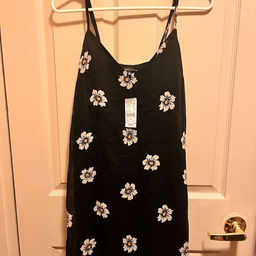 Kendall & Kylie Black Dress with Floral Design